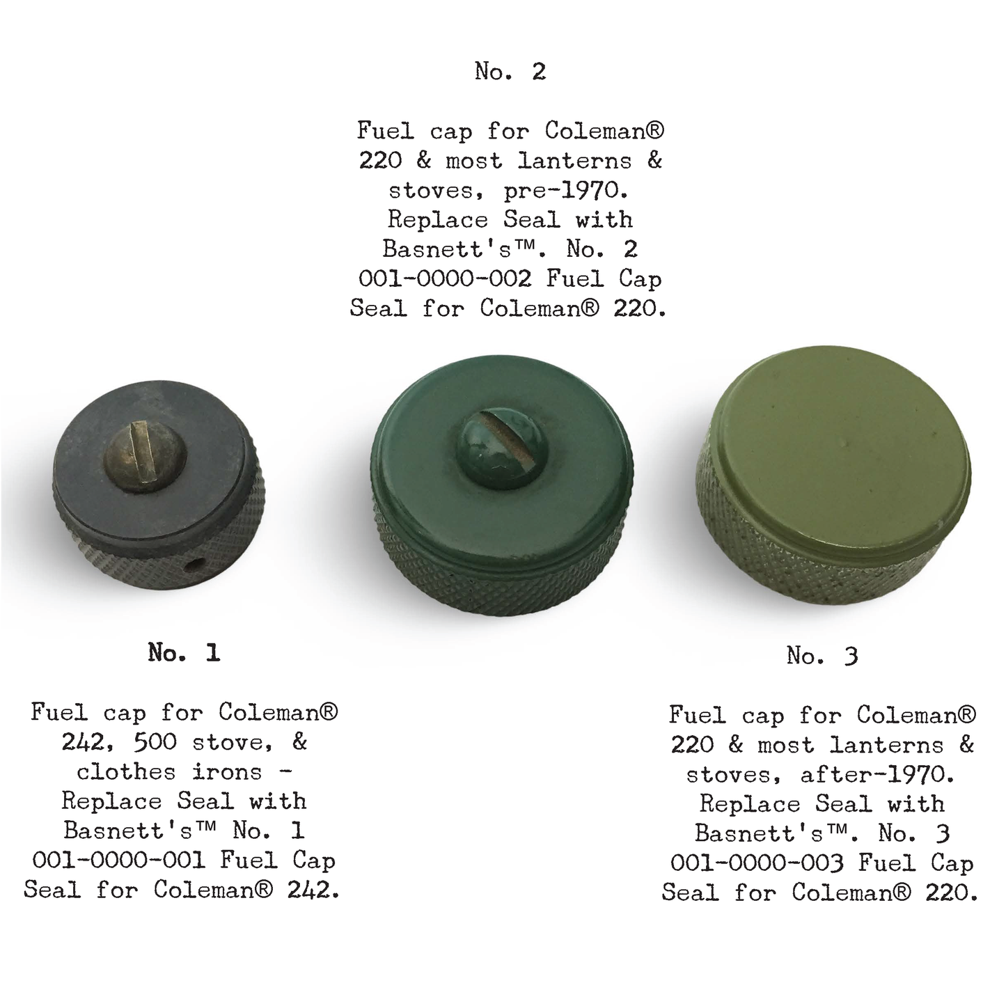 No. 2 Fuel Cap Seals for Coleman® Lanterns and Stoves (Pre-1970)