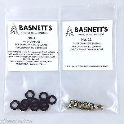 Basnett's Lantern 242 Fuel Filler Cap Rebuild Kit fits Coleman Lanterns Stoves